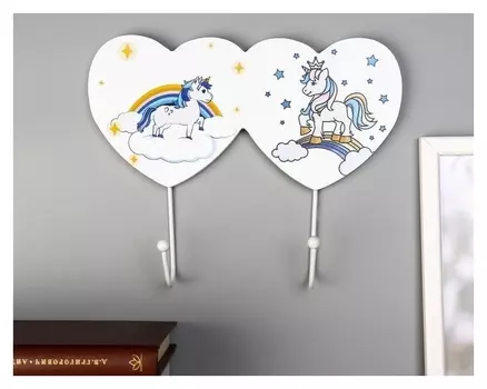 Крючки декоративные "Единорог в облаках, с радугой" 19х244х4,4 см