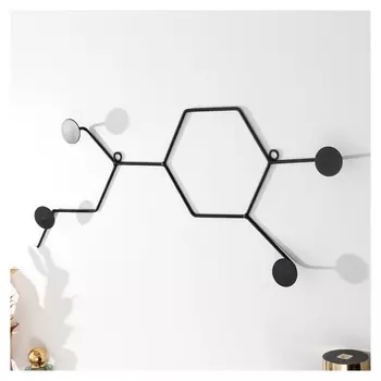 Крючки декоративные металл "Молекулы" чёрный 23х57,5 см