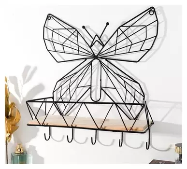 Крючки декоративные металл с полочкой "Бабочка" 36,5х10х31,5 см