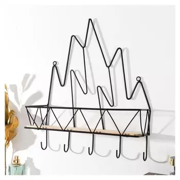 Крючки декоративные металл с полочкой "Горы" 36х10х30 см