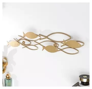 Крючки декоративные металл "Золотые рыбы" 10х5х47 см