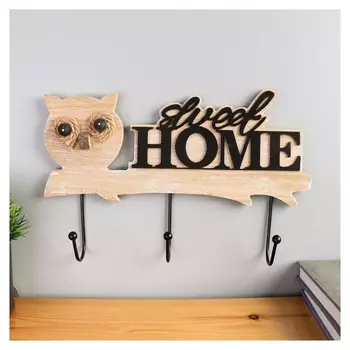 Крючки декоративные "Очковая сова на веточке" 18,5х29,5х4,5 см