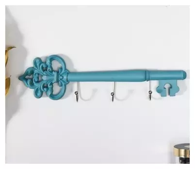 Крючки декоративные полистоун "Ключ ажурный" голубая патина 9х3х31,5 см