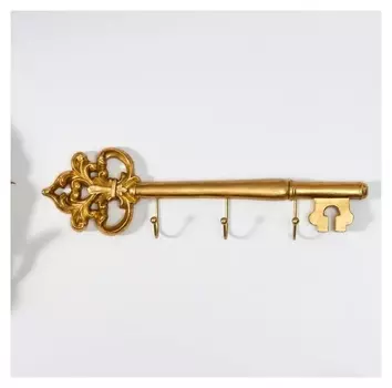 Крючки декоративные полистоун "Ключ ажурный" золото 9х3х31,5 см