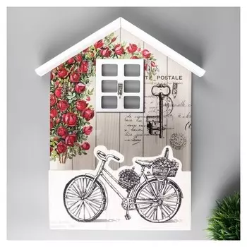 Крючки декоративные с полочкой "Велосипед в саду" 30,5х25х8 см