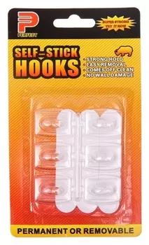 Крючки самоклеящиеся, круглые, с системой бесследного удаления, набор, 2,2 х 2,8 см, 6 шт.