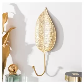 Крючок декоративный "Березовый лист" золотой 20х8 см