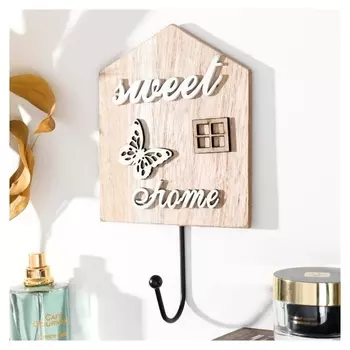 Крючок декоративный дерево "Домик с бабочкой" 22,5х0,8х12 см