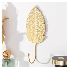 Крючок декоративный "Лист шелковицы" золотой 19х8 см