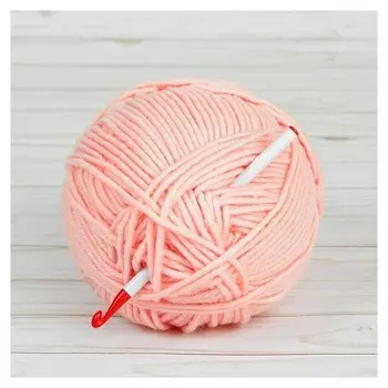 Крючок для вязания, D = 7 мм, 14 см, цвет белый/красный