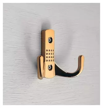 Крючок мебельный Cappio Standart, двухрожковый, пластик, цвет золото