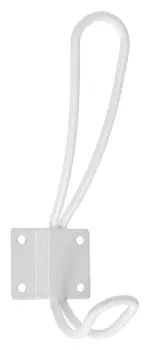 Крючок мебельный, двухрожковый, цвет белый