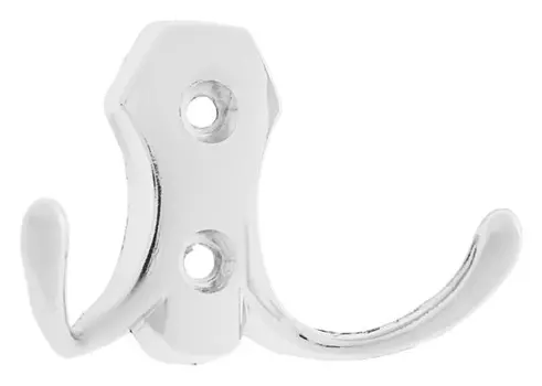 Крючок мебельный Km201cp, двухрожковый, цвет хром