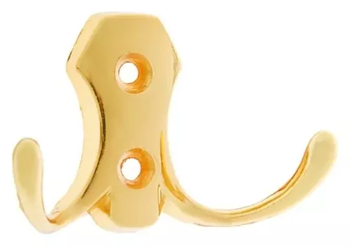 Крючок мебельный Km201gp, двухрожковый, цвет золото
