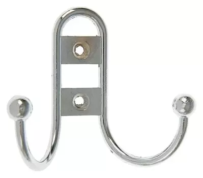 Крючок мебельный Km203cp, двухрожковый, цвет хром