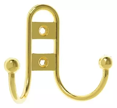 Крючок мебельный Km203gp, двухрожковый, цвет золото