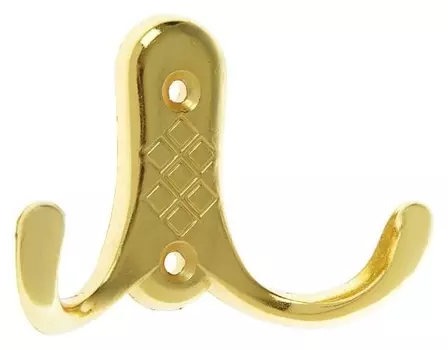 Крючок мебельный Km204gp, двухрожковый, цвет золото