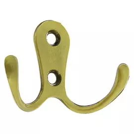 Крючок мебельный Km207ab, двухрожковый, цвет бронза
