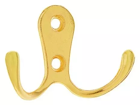 Крючок мебельный Km207gp, двухрожковый, цвет золото