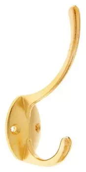 Крючок мебельный Km208gp, двухрожковый, цвет золото