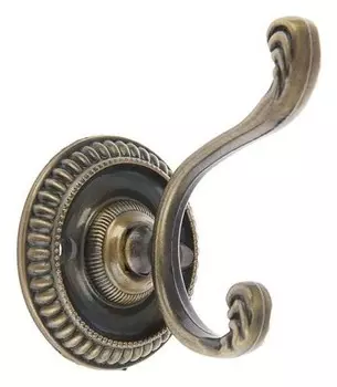 Крючок мебельный Km212ab, двухрожковый, цвет бронза