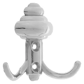 Крючок мебельный Km213cp, двухрожковый, цвет хром