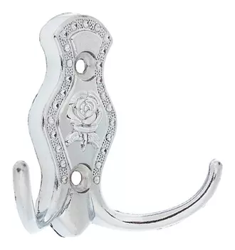 Крючок мебельный, км214cp, двухрожковый, цвет хром