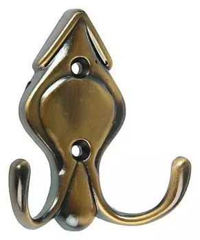 Крючок мебельный, км215ab, двухрожковый, цвет бронза