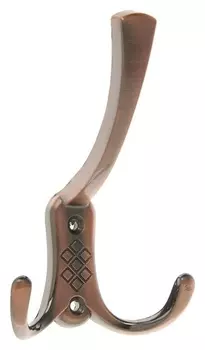 Крючок мебельный Km304ac, трёхрожковый, цвет медь