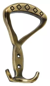 Крючок мебельный, км307ab, трехрожковый, цвет бронза