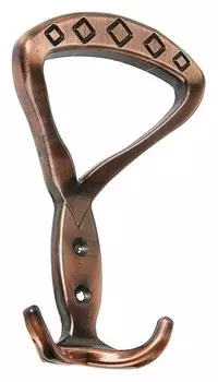 Крючок мебельный, км307ac, трехрожковый, цвет медь