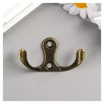 Крючок металл двойной (набор 4 шт) бронза 4,5х3 см