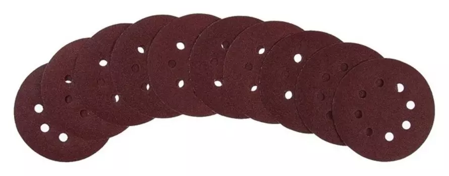 Круг абразивный шлифовальный под "Липучку" Tundra, перфорированный, 125 мм, р80, 10 шт.