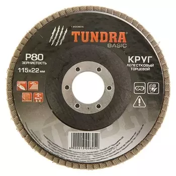 Круг лепестковый торцевой Tundra, 115 х 22 мм, Р80