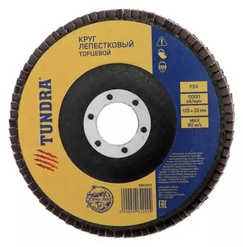Круг лепестковый торцевой Tundra, 125 х 22 мм, Р24