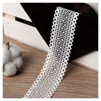 Кружево эластичное, 35 мм × 10 ± 1 м, цвет белый