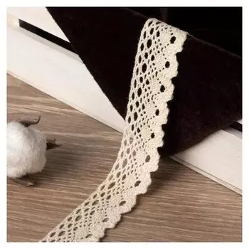 Кружево для рукоделия вязаное цвет бежевый