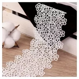 Кружево гипюр, 80 мм × 7 ± 1 м, цвет белый