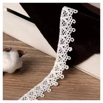 Кружево гипюровое, 20 мм × 9 ± 1 м, цвет белый