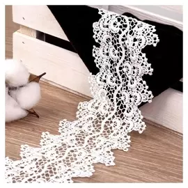 Кружево гипюровое, 80 мм × 7 ± 1 м, цвет айвори