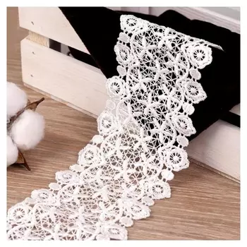 Кружево гипюровое, 80 мм × 7 ± 1 м, цвет белый