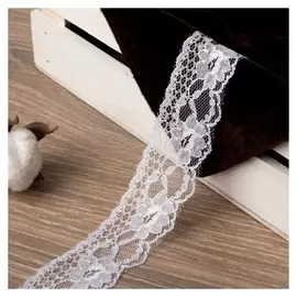 Кружево капрон, 35 мм × 10 ± 1 м, цвет белый