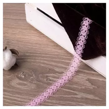 Кружево капроновое, 15 мм × 10 ± 1 м, цвет розовый