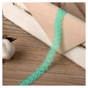 Кружево капроновое, 15 мм × 10 ± 1 м, цвет зелёный