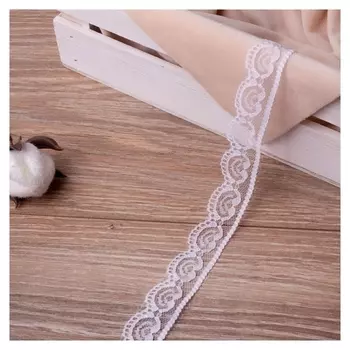 Кружево капроновое, 25 мм × 10 ± 1 м, цвет кипенно-белый