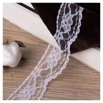 Кружево капроновое, 35 мм × 10 ± 1 м, цвет айвори