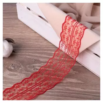 Кружево капроновое, 45 мм × 10 ± 1 м, цвет красный