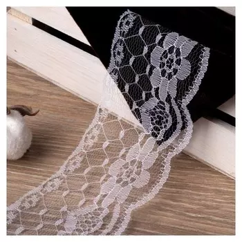 Кружево капроновое, 65 мм × 10 ± 1 м, цвет белый