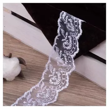 Кружево органза, 40 мм × 9 ± 1 м, цвет белый