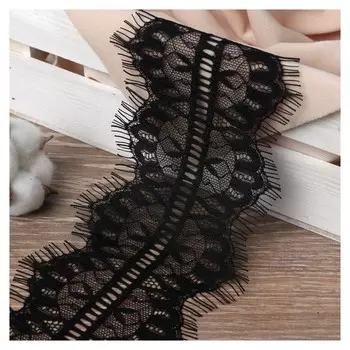 Кружево реснички, 110 мм × 9 ± 1 м, в бобине 3 шт по 3 м, цвет чёрный